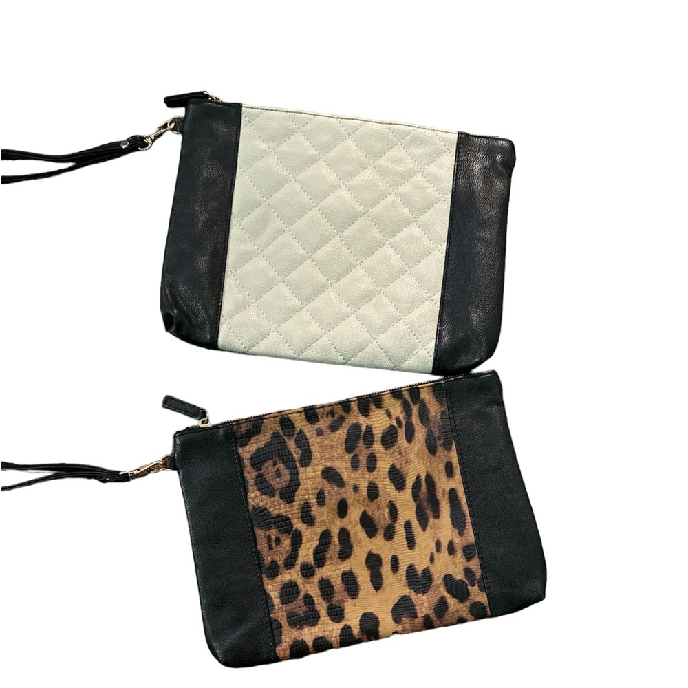 2! Aldo Purses Clutch Bags in Black with White & Black with Leopard Print| Large